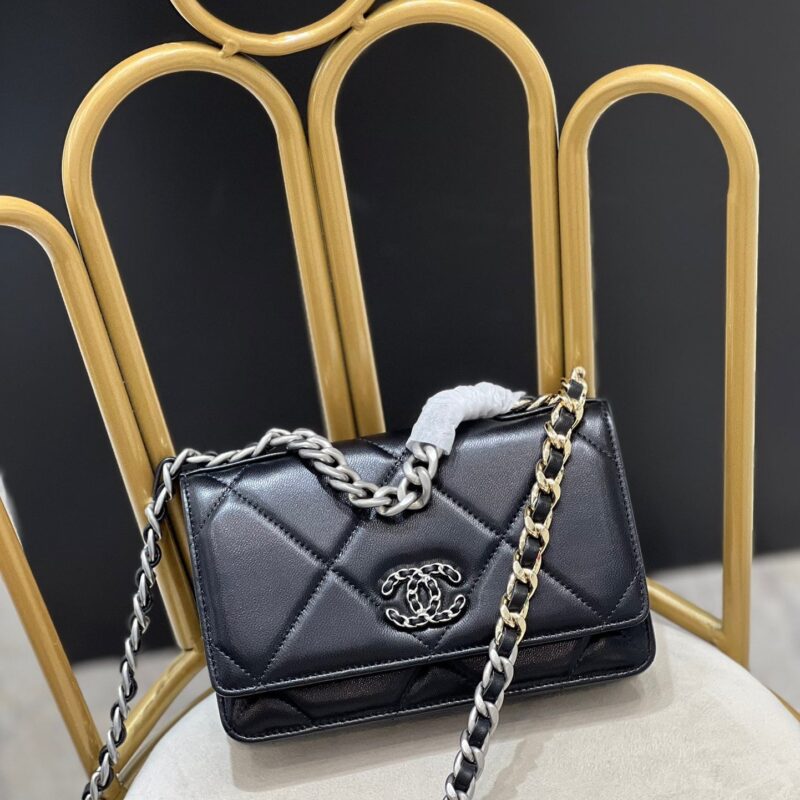 TÚI CHANEL 19 CLUTCH WITH CHAIN BLACK MIXED HARDWARE SIÊU CẤP MÀU ĐEN