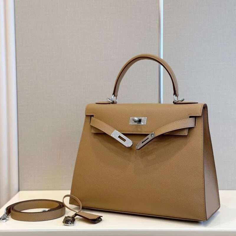 TÚI HERMES KELLY 28 ESPOM KHÂU TAY SIÊU CẤP MÀU NÂU