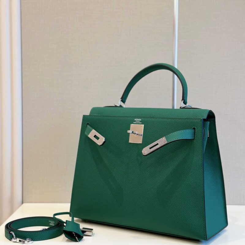 TÚI HERMES KELLY 28 ESPOM KHÂU TAY SIÊU CẤP MÀU XANH LÁ