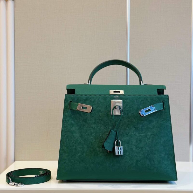 TÚI HERMES KELLY 28 ESPOM KHÂU TAY SIÊU CẤP MÀU XANH LÁ