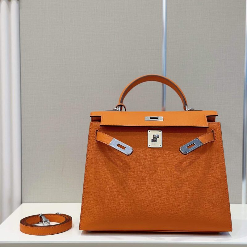 TÚI HERMES KELLY 28 ESPOM KHÂU TAY SIÊU CẤP MÀU CAM