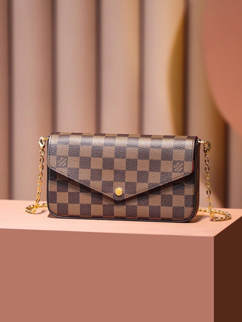 TÚI LOUIS VUITTON POCHETTE FELICIE MONOGRAM DAMIER EBENE SIÊU CẤP