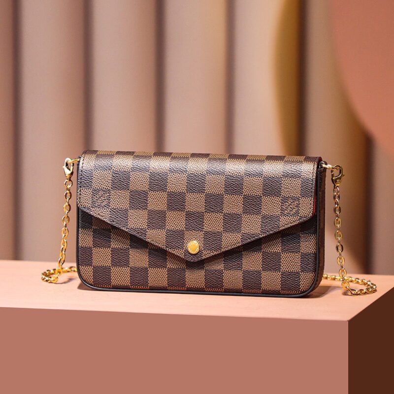 TÚI LOUIS VUITTON POCHETTE FELICIE MONOGRAM DAMIER EBENE SIÊU CẤP