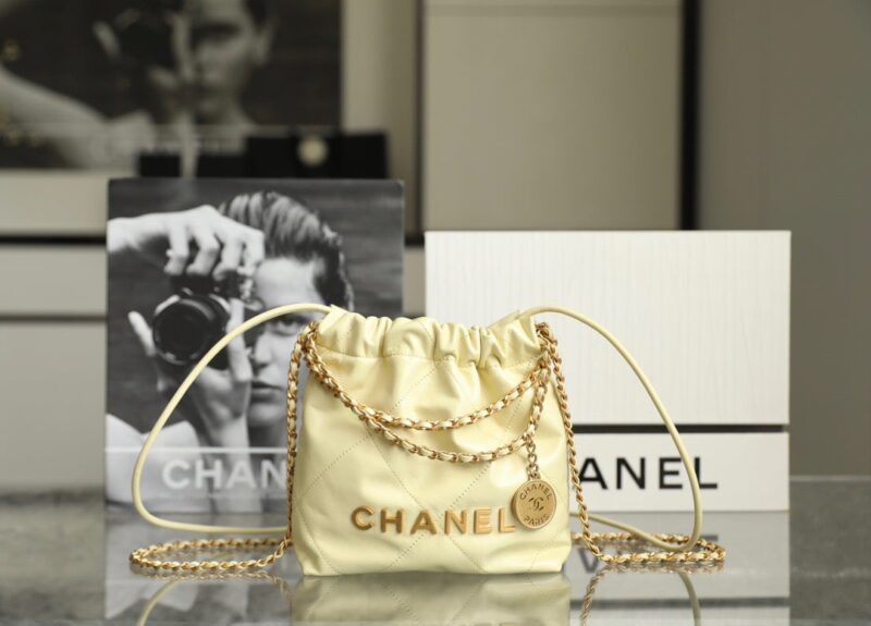 TÚI CHANEL 22 MINI SIZE HANDBAG DA BÊ SIÊU CẤP MÀU VÀNG