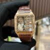 CARTIER SANTOS-DUMONT SKELETON ROSE GOLD BROWN LEATHER STRAP REPLICA 38MM