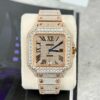 ĐỒNG HỒ CARTIER SANTOS VÀNG HỒNG ĐÍNH FULL ĐÁ REPLICA 39.8MM