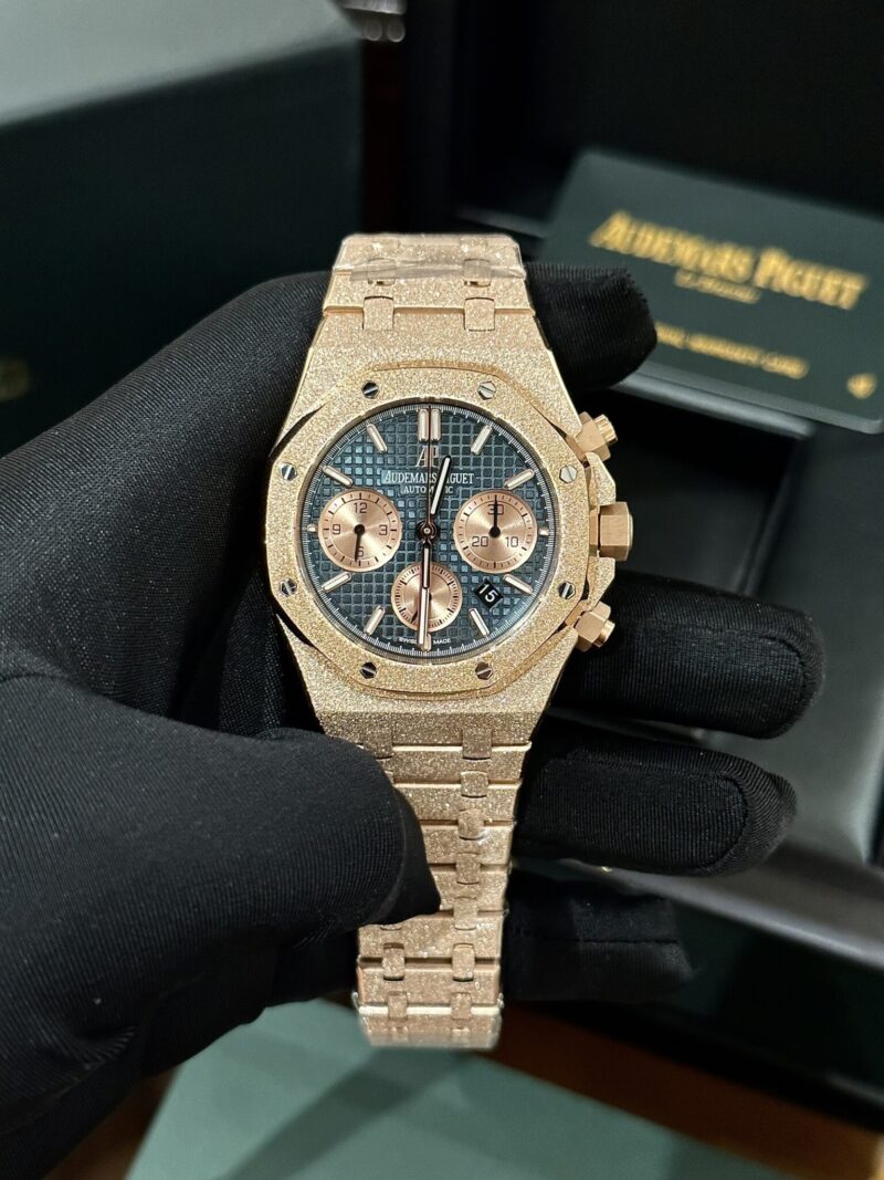 AUDEMARS PIGUET ROYAL OAK CHRONOGRAPH FROSTED ROSE GOLD BLUE DIAL REPLICA 41MM