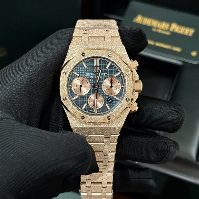 AUDEMARS PIGUET ROYAL OAK CHRONOGRAPH FROSTED ROSE GOLD BLUE DIAL REPLICA 41MM