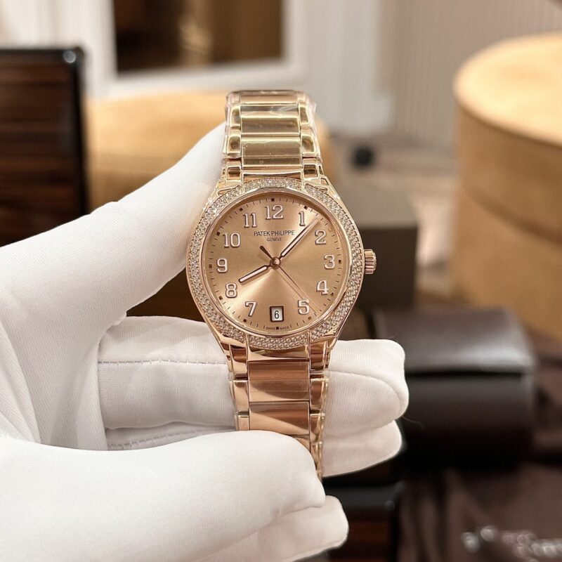 PATEK PHILIPPE TWENTY~4 7300/1200R ROSE-GILT SUNBURST DIAL REPLICA 36MM