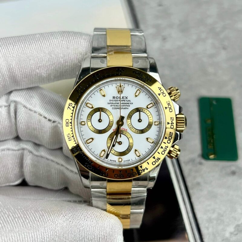 ĐỒNG HỒ ROLEX DAYTONA 116503 MẶT TRẮNG DEMI VÀNG REPLICA 40MM