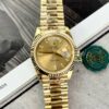 ĐỒNG HỒ ROLEX DAY-DATE MẶT SỐ VÀNG CHAMPAGNE CỌC SỐ ĐÁ REPLICA 1:1 GMF 40MM