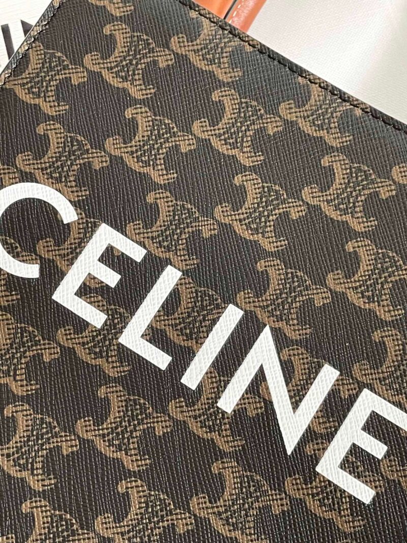 TÚI CELINE MINI VERTICAL CABAS IN TRIOMPHE CANVAS AND CALFSKIN WITH CELINE PRINT TAN SIÊU CẤP