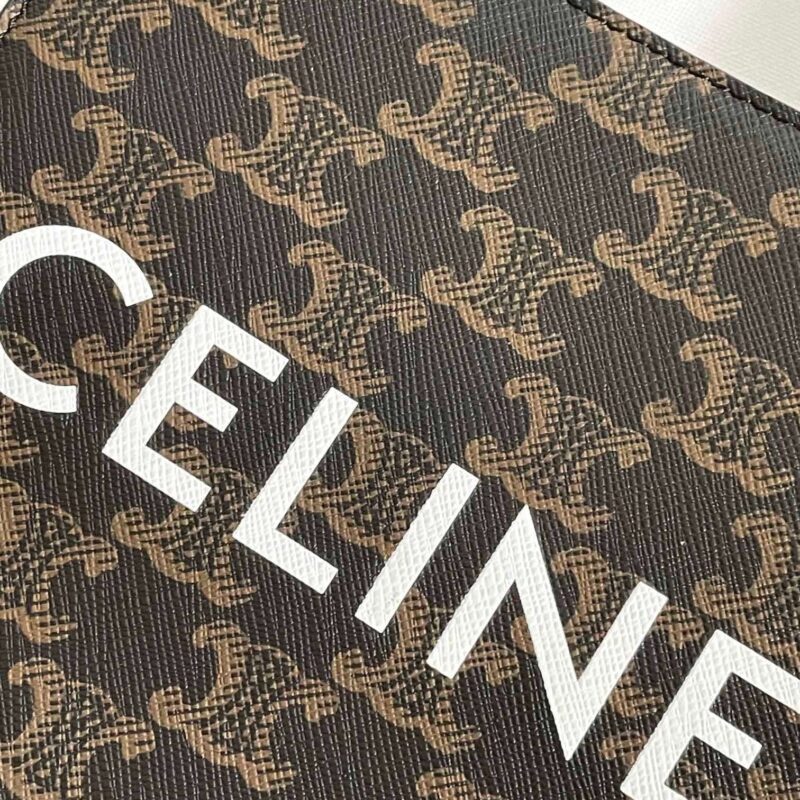 TÚI CELINE MINI VERTICAL CABAS IN TRIOMPHE CANVAS AND CALFSKIN WITH CELINE PRINT TAN SIÊU CẤP
