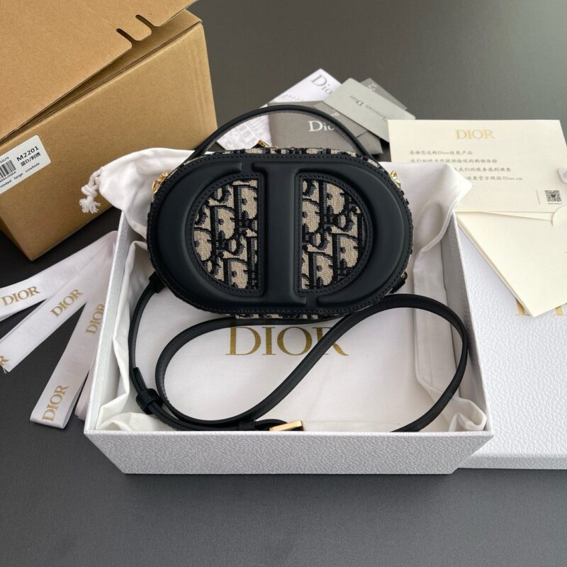 TÚI XÁCH DIOR CD SIGNATURE OVAL CAMERA BAG BLUE DIOR OBLIQUE JACQUARD SIÊU CẤP