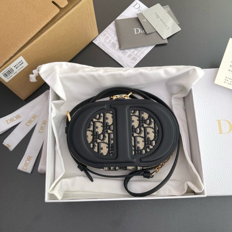 TÚI XÁCH DIOR CD SIGNATURE OVAL CAMERA BAG BLUE DIOR OBLIQUE JACQUARD SIÊU CẤP