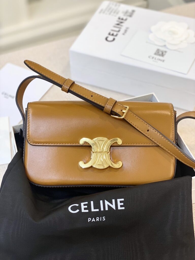 TÚI CELINE CHAIN SHOULDER BAG CLAUDE IN SHINY CALFSKIN SIÊU CẤP MÀU NÂU