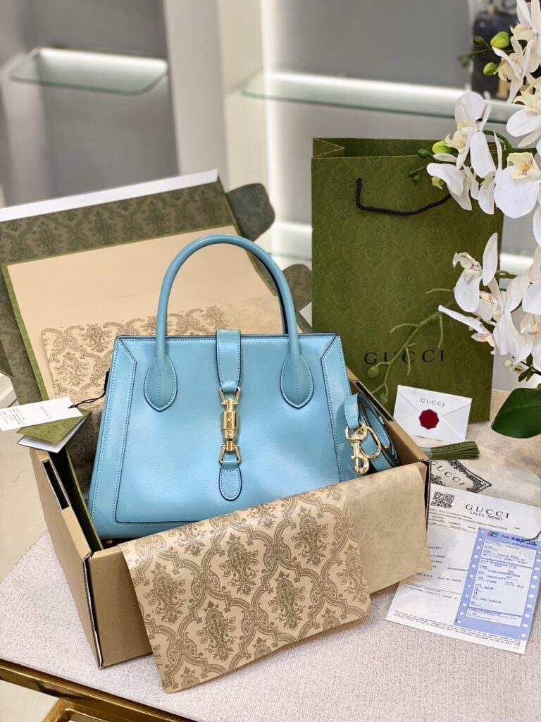 TÚI XÁCH GUCCI JACKIE 1961 MEDIUM TOTE BAG VIP PHÁP MÀU XANH