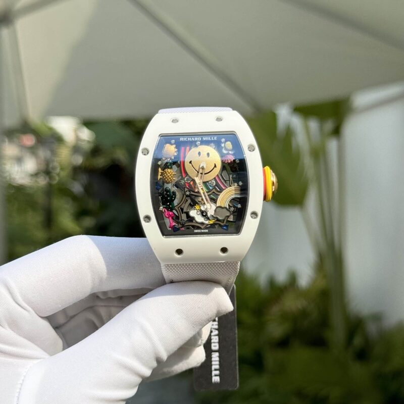 ĐỒNG HỒ RICHARD MILLE RM88 TOURBILLON SMILEY VỎ GỐM TRẮNG REP 1:1 CAO CẤP 48.15 x 39.74mm
