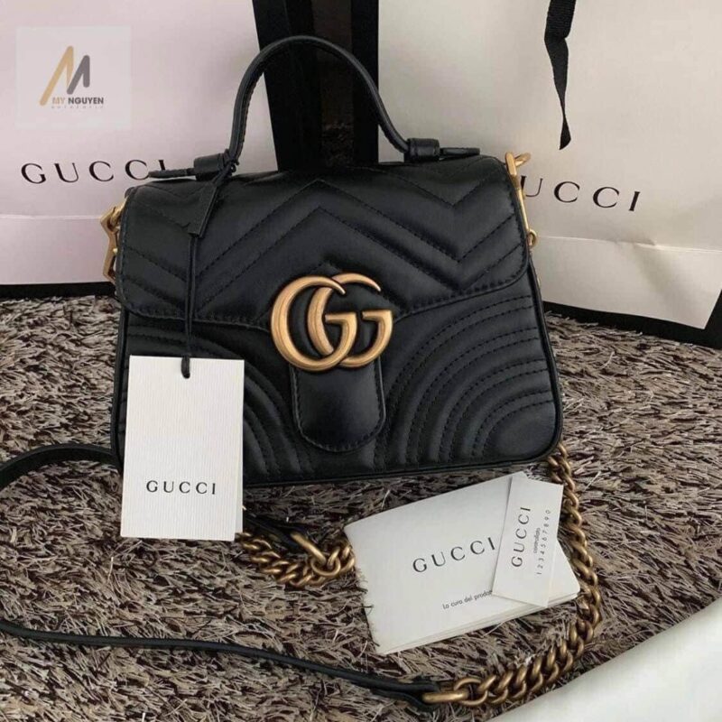 TÚI XÁCH GUCCI LEATHER GG MARMONT SMALL TOP HANDLE BAG