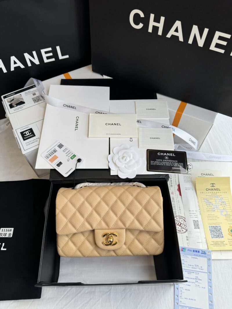 TÚI XÁCH CHANEL CLASSIC SMALL FLAP BAG BEIGE CAVIAR GOLD SIÊU CẤP