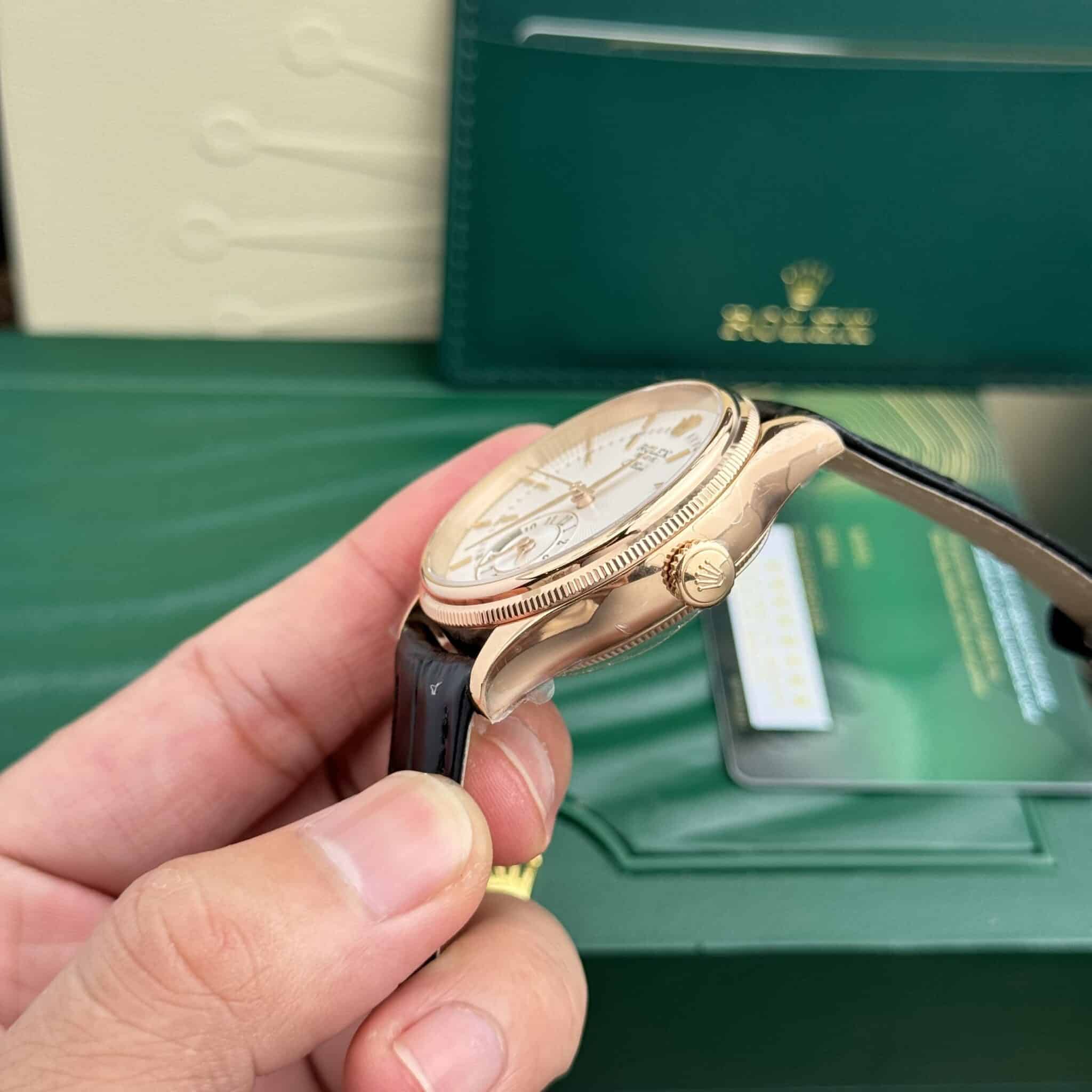 Rolex Cellini Dual Time 50525 Vàng Hồng Dây Da - 4