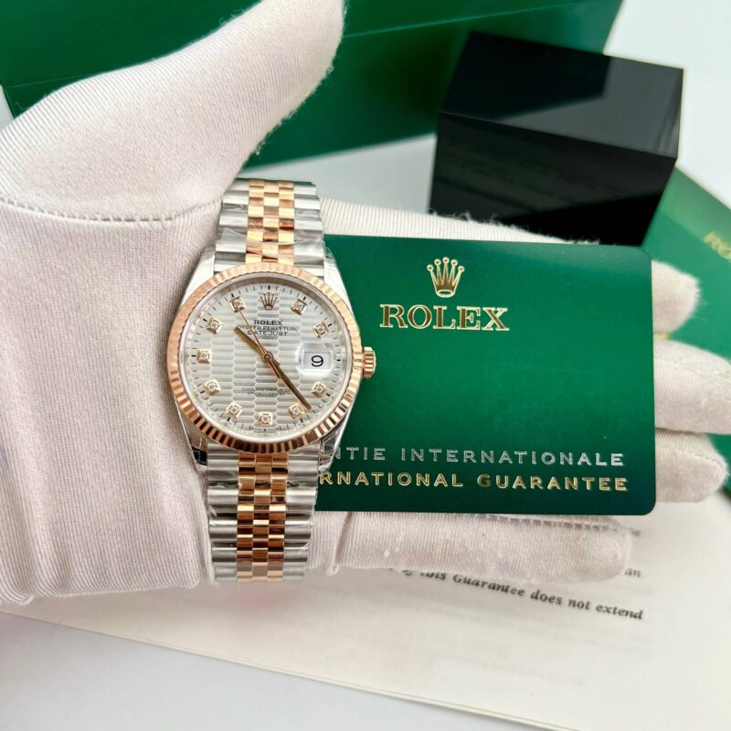 ĐỒNG HỒ ROLEX DATEJUST DEMI GOLD MẶT NẾP GẤP BẠC DÂY JUBILEE REP 1:1 36MM