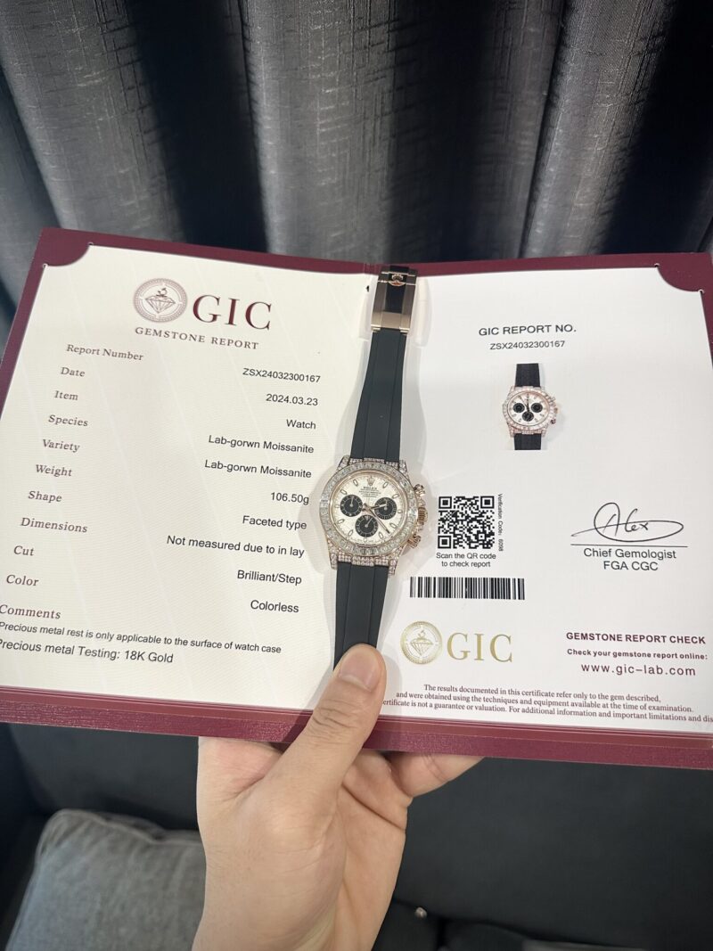 ĐỒNG HỒ ROLEX DAYTONA CHẾ TÁC MẶT THIÊN THẠCH BỌC VÀNG 18K ĐỘ MOISSANITE 40MM