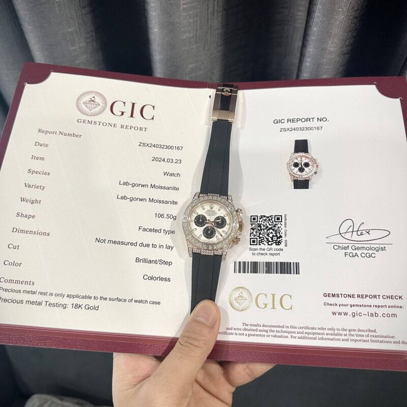 ĐỒNG HỒ ROLEX DAYTONA CHẾ TÁC MẶT THIÊN THẠCH BỌC VÀNG 18K ĐỘ MOISSANITE 40MM