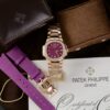 PATEK PHILIPPE NAUTILUS 7010/1R-013 ROSE GOLD PURPLE DIAL DIAMOND BEZEL QUARTZ BEST REPLICA 32MM