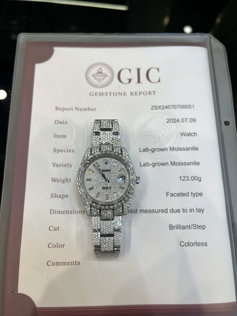 ROLEX DATEJUST 41 ICED OUT BAGUETTE MOISSANITE BEZEL BEST REPLICA 41MM