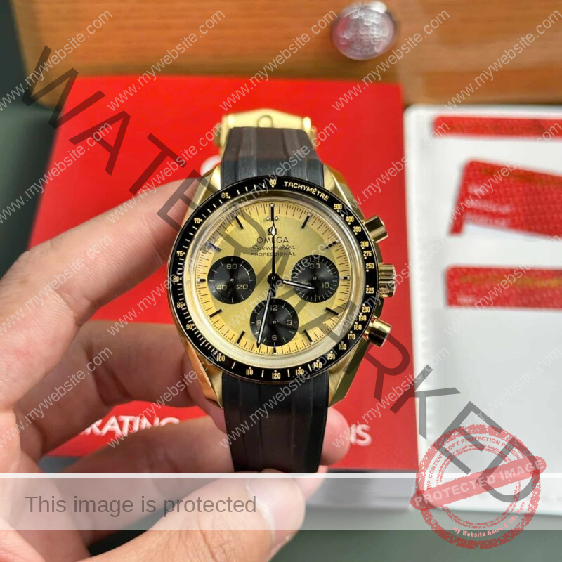 ĐỒNG HỒ OMEGA SPEEDMASTER MOONWATCH CHRONOGRAPH MẶT SỐ VÀNG REPLICA 42MM