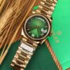 ĐỒNG HỒ ROLEX DAY-DATE 128238-0118 VÀNG VÀNG MẶT SỐ XANH OMBRE CỌC SỐ LA MÃ TINH CHỈNH CÂN NẶNG 158G REP 1:1 QF 36MM