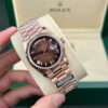 ĐỒNG HỒ ROLEX DAY-DATE 128235-0075 VÀNG HỒNG MẶT NÂU OMBRE TINH CHỈNH CÂN NẶNG 158G REP 1:1 QF 36MM