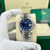 ĐỒNG HỒ ROLEX DATEJUST 126234 MẶT NẾP GẤP XANH DƯƠNG CỌC SỐ ĐÍNH ĐÁ DÂY JUBILEE REPLICA